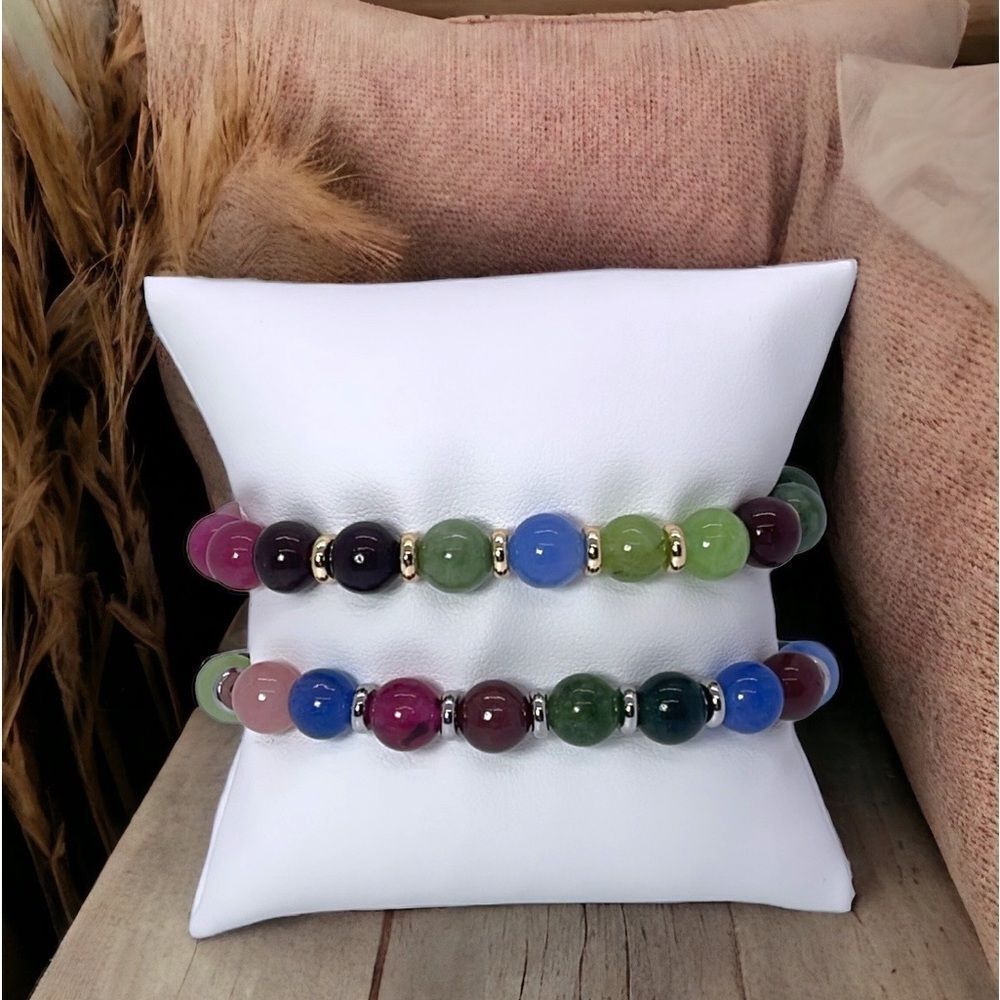 NWT Wool + Pepper Co. Tourmaline Beaded Bracelet with gold or silver accents